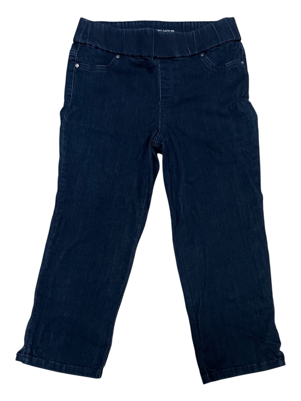 Chico’s Pull On Jegging Capri Medium Dark Wash Denim Stretch Comfort Size 00